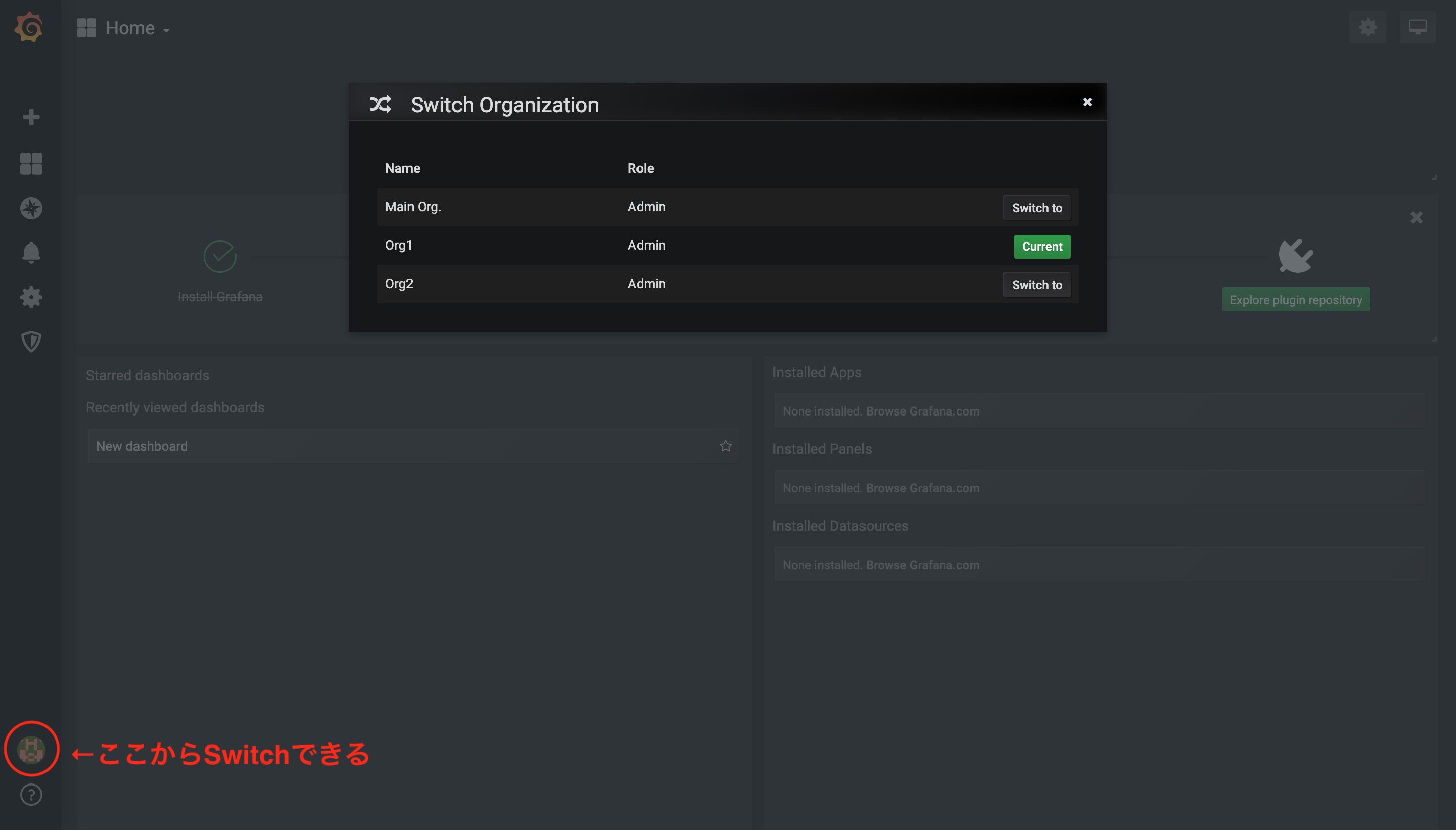 Organizationの変更