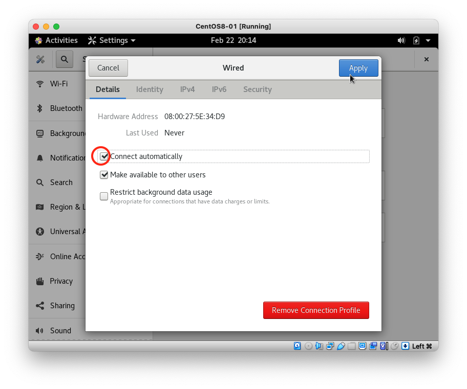 Enable automatic connection