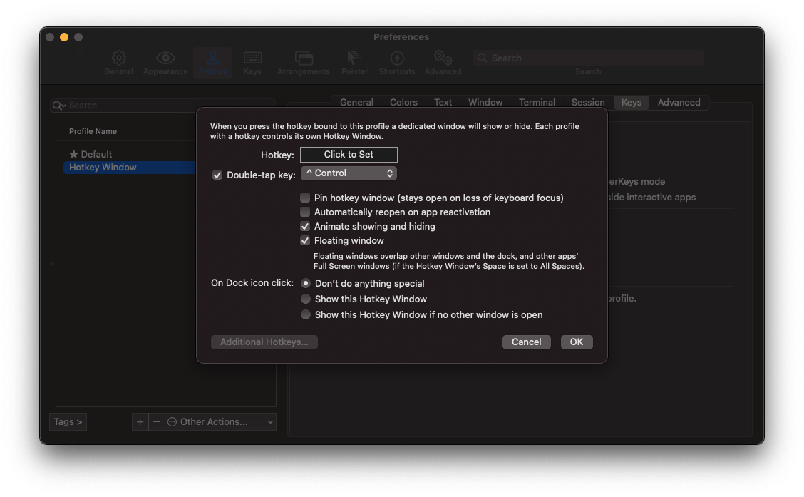 Double-tap key: ⌃Control