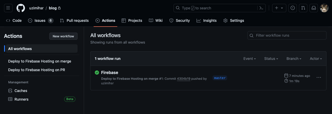 GitHub Actionsがうごいた
